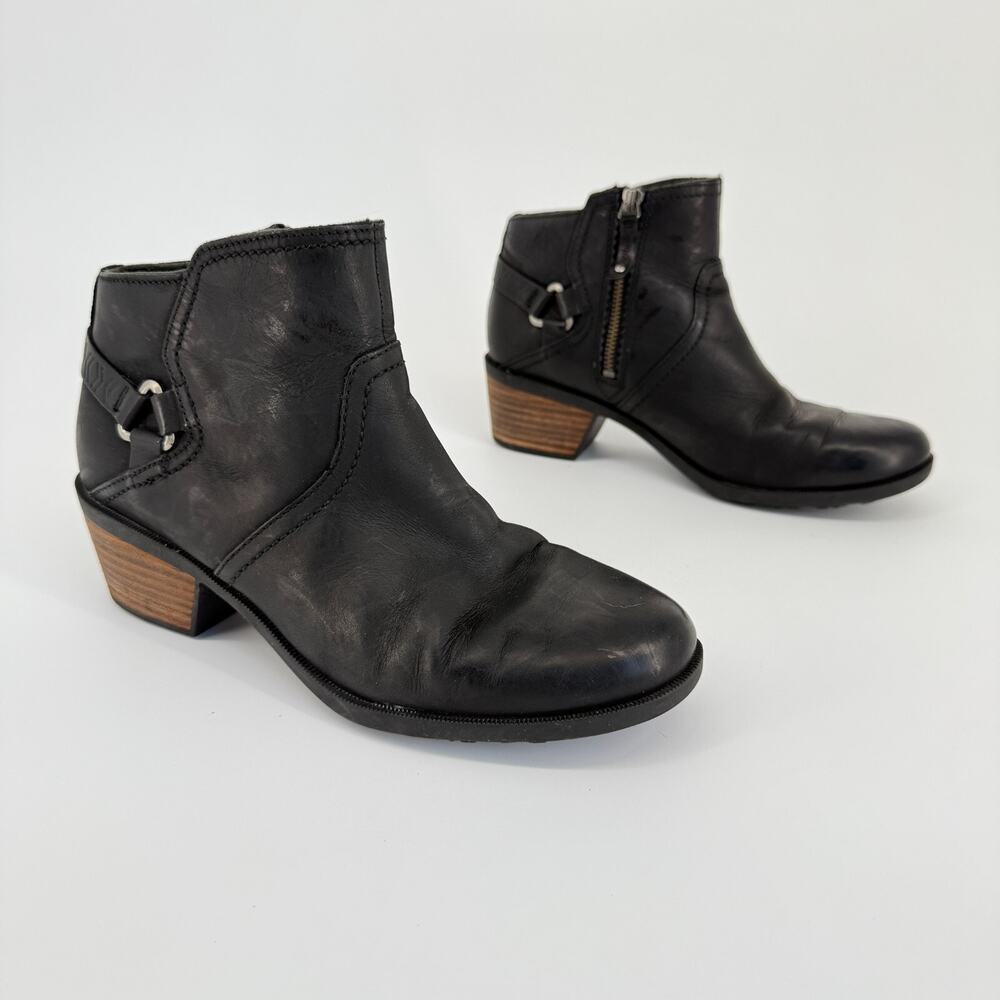 Teva Womens Foxy Leather 10 Ankle Boots Side Zip Booties Leather Black
